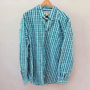 Duluth Trading Co. Wrinklefighter Mens Plaid Long Sleeve Shirt L Tall 100% Cotto